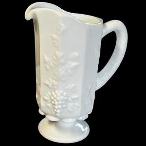 Westmoreland Paneled Grape Milk Glass Water Pitcher